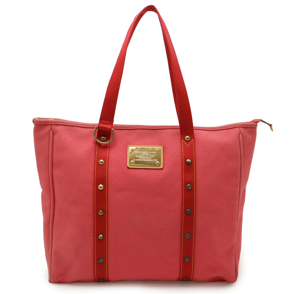 LOUIS VUITTON Antigua Cabas tote bag shoulder studded canvas rose pink